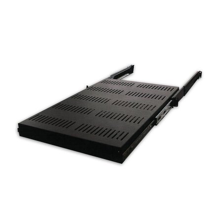QUEST MFG Single-Sided Slide-Out Vented Shelf with Adjustable Rails, 19" x 26"-37D, Black ES0119-0123